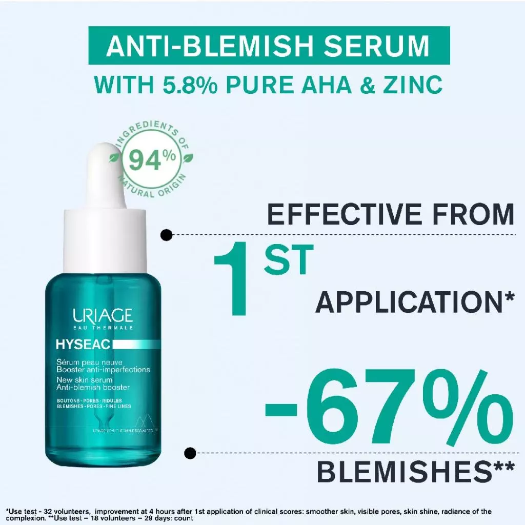 (with GWP) Uriage Hyseac New Skin Serum Anti- blemish Booster 30ml (Free: Uriage Hyseac Cleansing Gel 50ml)