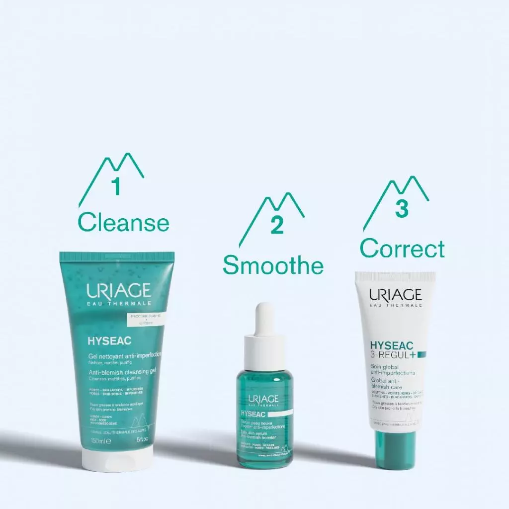 (with GWP) Uriage Hyseac New Skin Serum Anti- blemish Booster 30ml (Free: Uriage Hyseac Cleansing Gel 50ml)