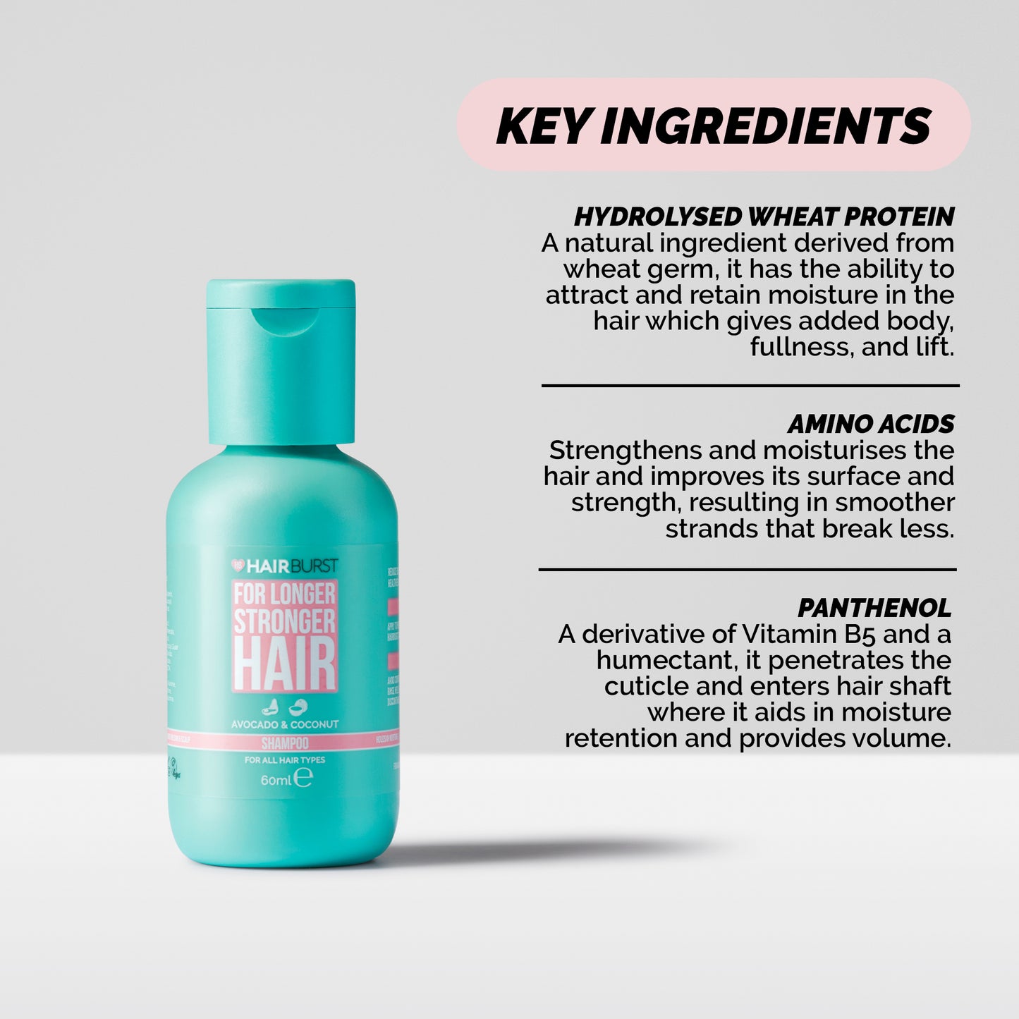 Hairburst Mini Shampoo for Longer, Stronger Hair 60ml- Long Expiry